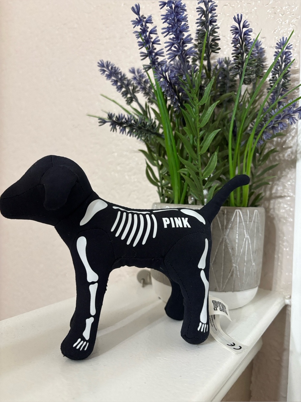 🔥🔥PINK Victoria's Secret Black Skeleton Plush Dog Toy - Soft Pet Buddy